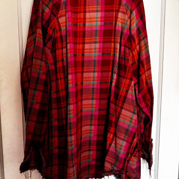 We The Free People Distressed Flannel Shirt – Cozy, Edgy, and Effortless… - Picture 4 of 4